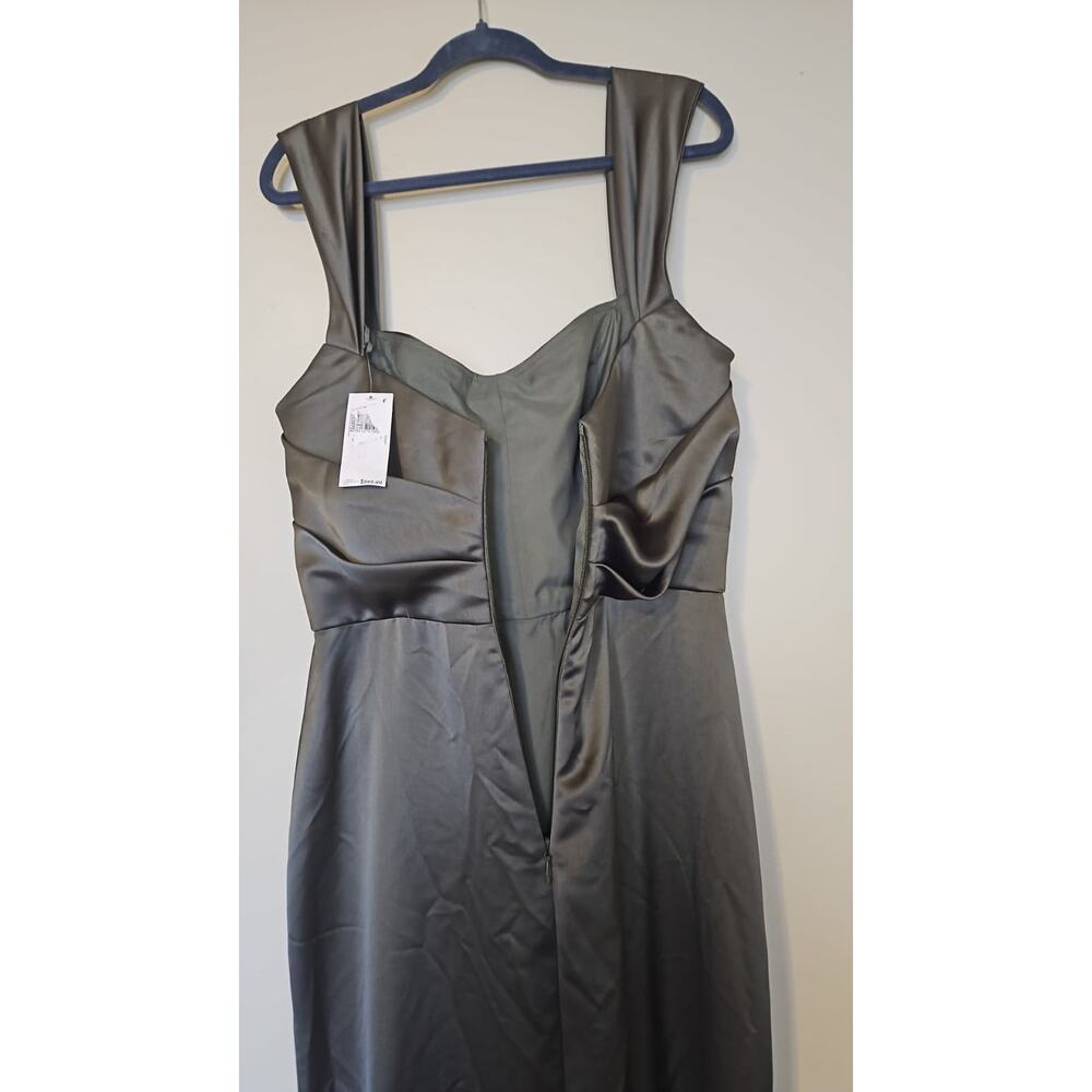 AmSale Satin Evening Gown Gray Draped Bodice Formal Dress Size 14 NWT - Picture 4 of 7